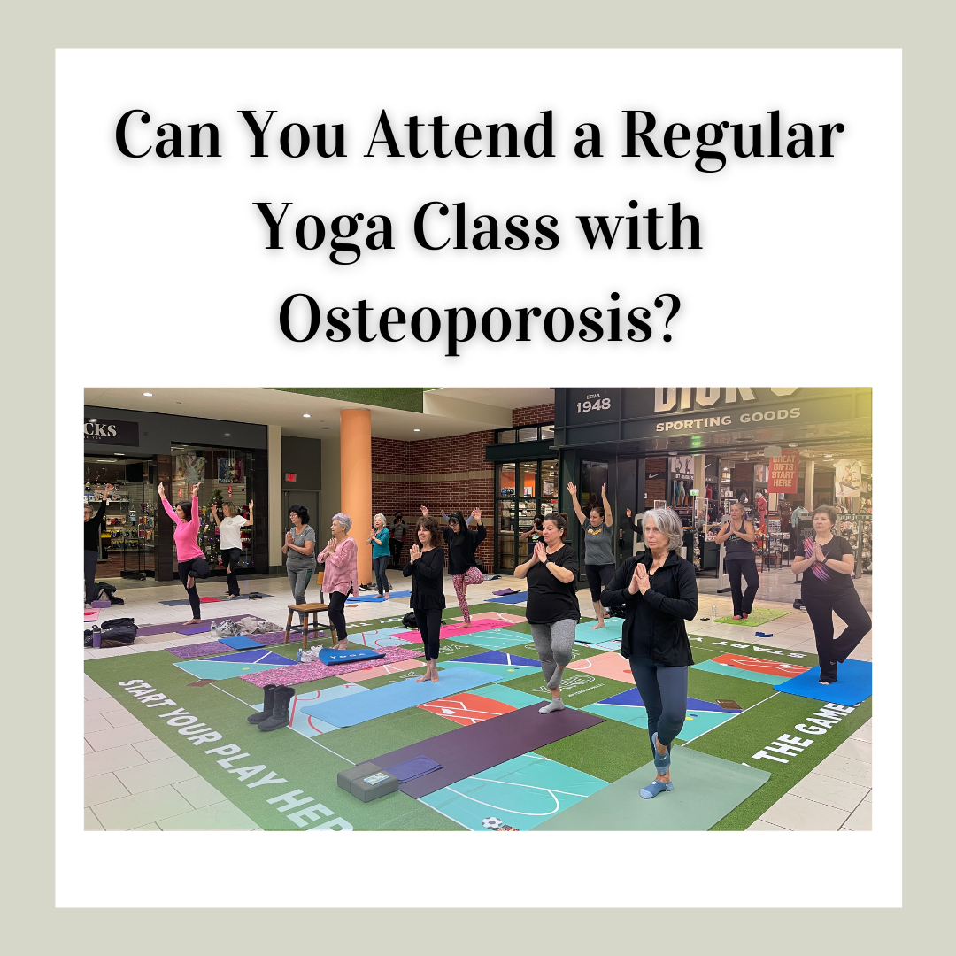 Group yoga class practicing gentle standing poses with safe spinal alignment